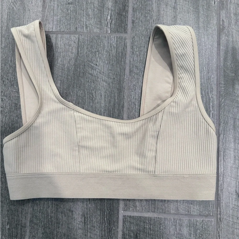 Frankies Bikini Ribbed Size Large Tan/nude Color